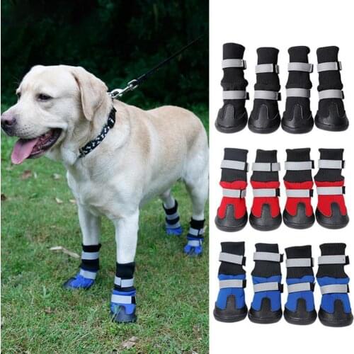 4Pcs Winter Warm Waterproof Anti-Slip Snow Boots Dog Paw Protector Pet Supplies