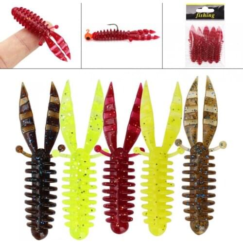 5pcs/lot Soft Bait Silicone Lures 5.5cm 1.5g Fishing Lures Attractive Shrimp Wobbler Jig Swivel Bass