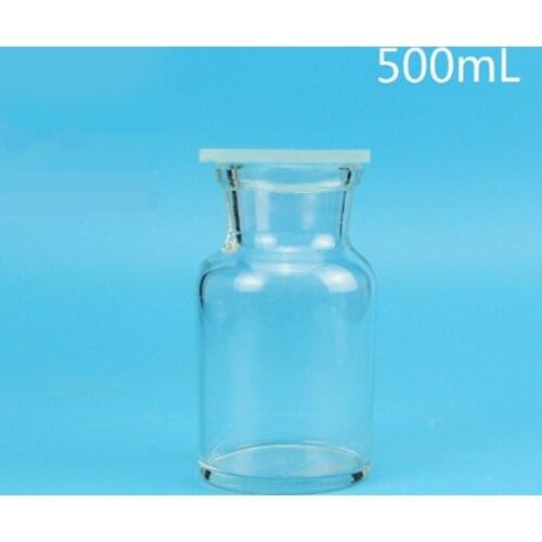 500mL Gas Collecting Bottle Transparent Clear Glass with Ground - In Glass Sheet Collector Laboratory Chemistry Equipment