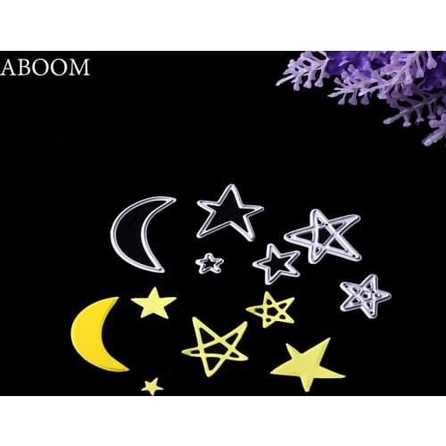 ABOOM New 6PCS/Lot Moon Stars Card Maker Metal Die Cutting Dies For DIY Scrapbooking Photo Album Decorative Die Cutting Template