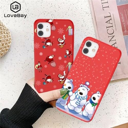 Lovebay Christmas Elk Phone Case For iPhone 11 Pro Max XS Max XR X 7 8 6 6S Plus 5 5S SE 2020 Cartoon Deer Snowman Back Cover