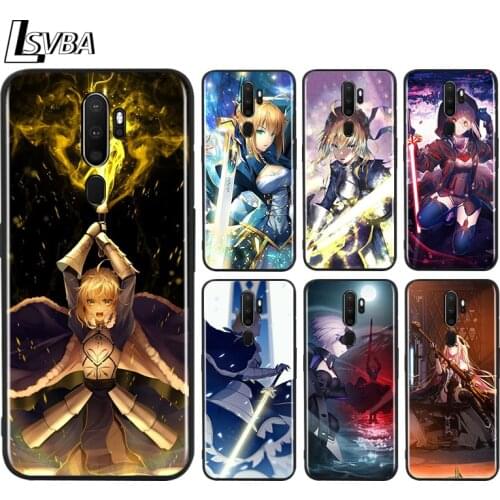 Black TPU Soft Cover Anime Sabery Fate for OPPO A9 2020 Reno 10X ZOOM ACE 4 3 2 Z F Pro 4G 5G Phone Case