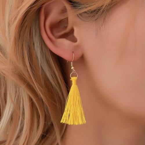 Long Yellow Thread Tassel Circle Heart Beads Simulated Pearl Rhinestone Women Dangle Earrings & Drop Earrings 6pairs/set