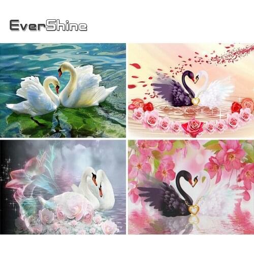Evershine Diamond Embroidery Cross Stitch Kit Swan Diamond Painting Full Square Animal Diamond Mosaic Full Set Decoration Gift