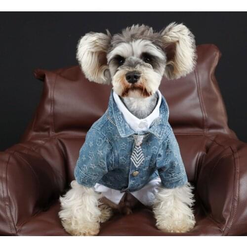 Pet Dog Spring Summer Cowboy Shirt Teddy Schnauzer French Bulldog Shiba Inu Bichon Dog Clothes