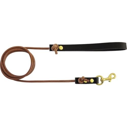 Leather Handmade Dog Leash Walking Running Lead Portable Traction Rope Vegetable Tanning for Small dogs Leash Traction Rope