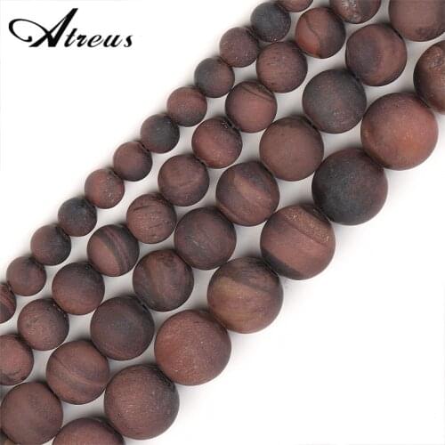 Red Light Stone Frosted Fashion Atreus New 6-12mm Matte Natural Stone Round Beads For Jewelry Making Suitable For Men Or Women
