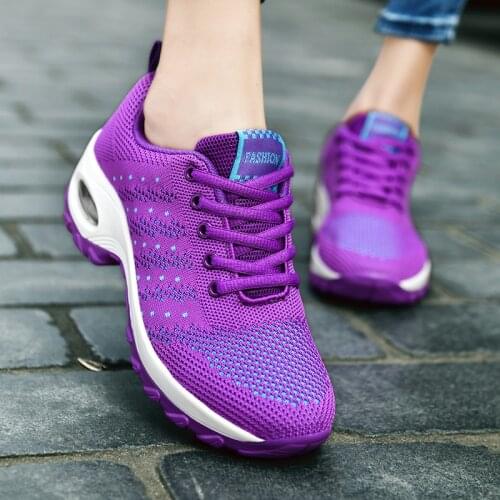 Fashion Ladies Sneakers New Breathable Mesh Fitness Outdoor Running Shoes Damping Air Cushion Non-slip Casual Womens Flat Shoes