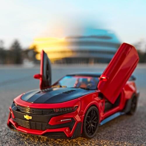 Hot 1:24 scale wheels diecast car Chevrolets Camaro metal model with light and sound pull back toys collection for boys gifts