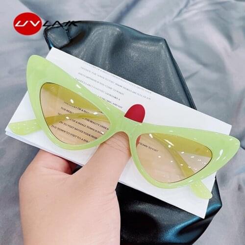 UVLAIK Small Cat Eye Frame Glasses Women Fashion Vintage Sunglasses Female Retro Candy Color Cateye Sunglass UV400