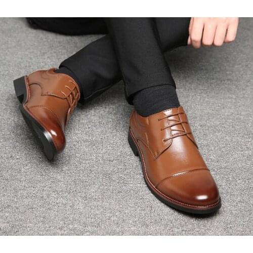 Men Office Shoes Black Brown Oxford Shoes big plus Size 38-48 Men Leather Dress Shoes Pointed Toe Business Formal Shoes j569