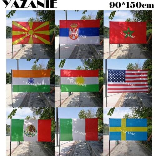 YAZANIE 90x150cm Macedonia Serbia Morocco India Kurdish United States American USA Mexico Italy Sweden Polyester Printed Flag