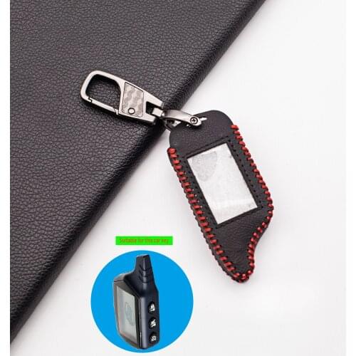 Genuine Leather B9 B6 LCD Body Cover Case 2 Way Car Alarm For Starline B9 B91 B6 B61 A91 A61 V7 Remote Key Chain