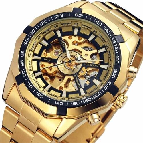 New Winner Watch Sport Design Bezel Gold Watch Mens Watches Top Brand Luxury Montre Homme Clock Men Automatic Skeleton Watch