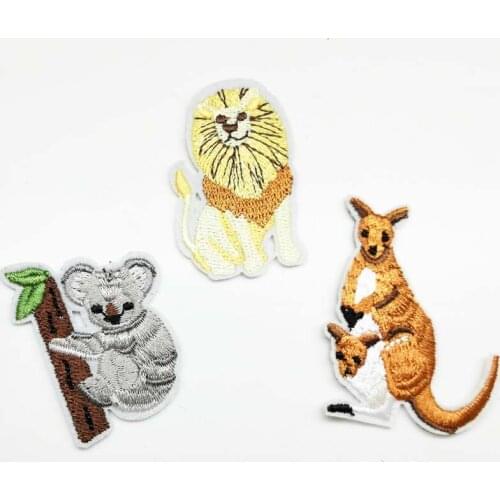 Lion Kangaroo Koala Animal Iron On Patches Embroidered Clothes Patch For Clothing Clothes Stickers Garment Apparel Accessories