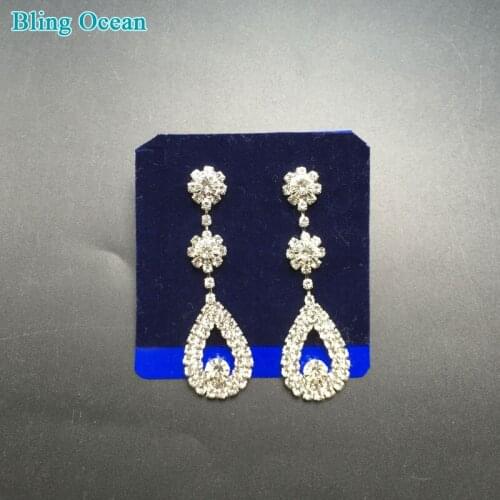 Blingocean teardrop earrings crystal rhinestones earrings competition jewelry for wedding bikini shows BJE133