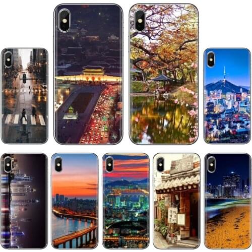 Silicone Case For iPhone 10 11 12 Pro Mini 4S 5S SE 5C 6 6S 7 8 X XR XS Plus Max 2020 City-South-C-Korea-colorful-night-Seoul