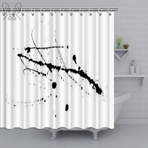 Modern Abstract Chinese Ink Splash Shower Curtain Waterproof Polyester Fabric Bathroom Curtain Home Decor With Sets