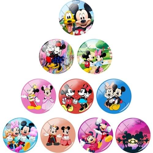 Disney Head Animation Like Couple 12mm/15mm/16mm/18mm/20mm/25mm Photo Glass Cabochon Dome Flat Back DIY Jewelry Creation