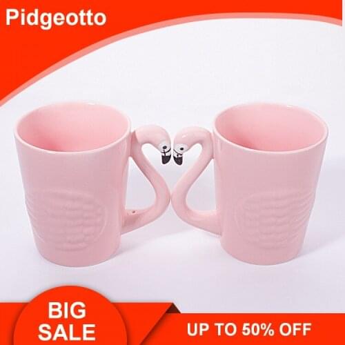Super Beauty 3D Pink Flamingos Coffee Mug Cup Fashion Cute Drinkware Porcelain Tea Cup Girl Birthday Gift Free Shipping