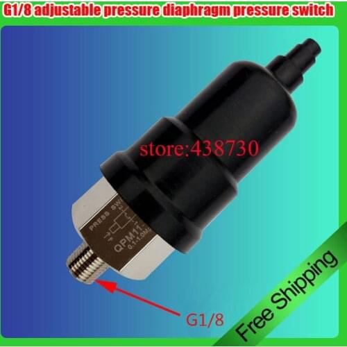 1pcs G1/8 Pressure Switch 0.1-1MPA / Adjustable Air Diaphragm Mechanical Simple Automatic QPM11 NO NC Controller