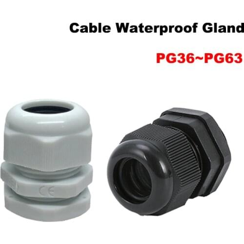 10/5Pcs Waterproof Cable Gland IP68 PG36/42/48/63 White Black Nylon Plastic Sealed Fixed Head 3-25mm Wire Connector