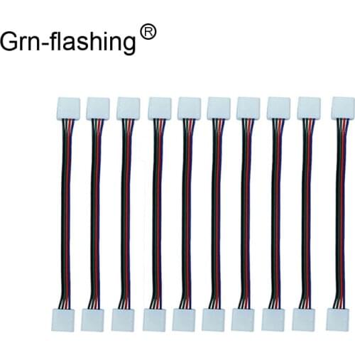 10pcs/lot 10mm 4pin RGB connector wire PCB Connector double jack Wire Adapter Accessories For 5050 LED RGB Strip light