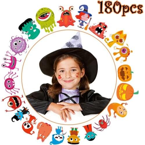 180PCS Assorted Halloween Temporary Tattoo for Kids 30 Cute Designs Stick on Children Tattoos Cartoon Halloween Tattoos Stickers