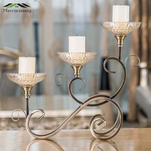 2Pcs/Lot Candle Holder Table Crystal Candlestick Geometric 3/5-heads Romantic Candle Holders for Wedding/Dinner Decoration GZ102