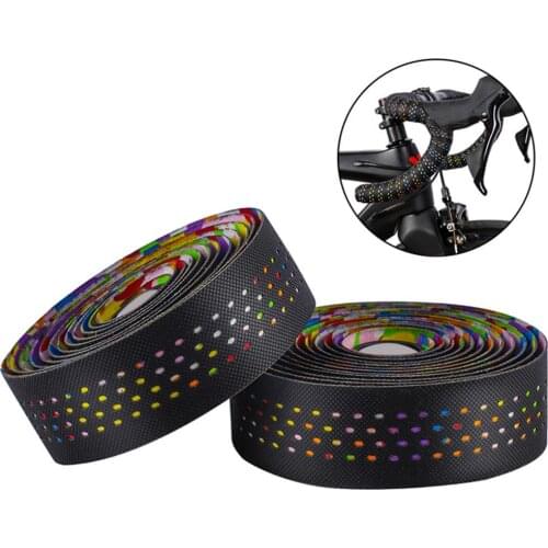 2Pcs Road Bike Bicycle Handlebar Grip Wrap Anti-slip Strap Colorful Tape Belt