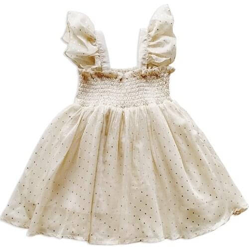 2020 Summer Baby Girls Princess Dress Kids Korean Style Sequin Dot Mini Dresses Girl Fashion Clothes