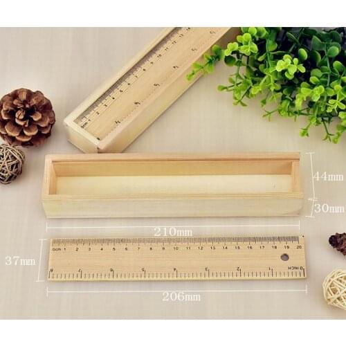 240pcs Wood Pencil Box with Ruler Set Wooden Pencil Case Stationery Storage Box Supplies