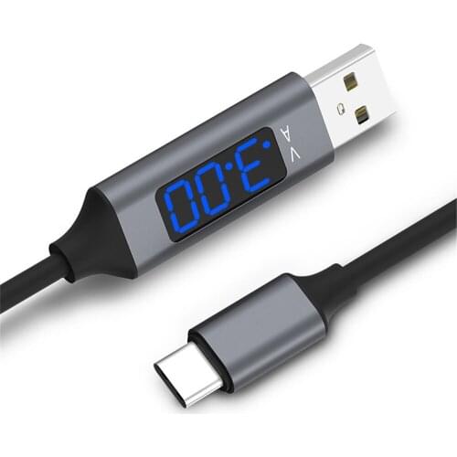 3A Charging Cable Fast Charging Micro USB Type C Mobile Phone Charger Cable Data Line Voltage Display for iPhone Samsung Xiaomi