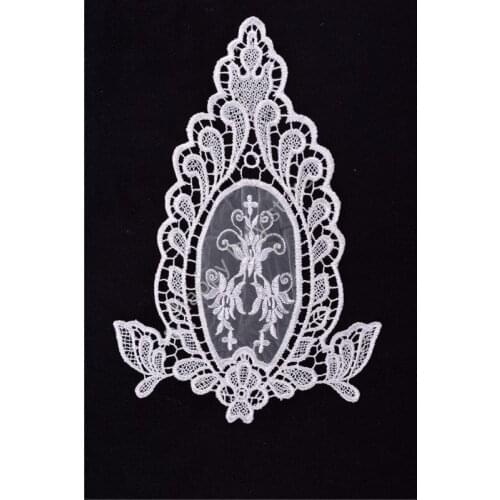 48pcs Embroidered Venise Venice leaf motif Sew Lace Applique Patch Craft white 27cm*17cm