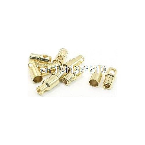 5 Pairs Gold Tone Metal Motor Telephone Female 6mm Dina Male Connectors