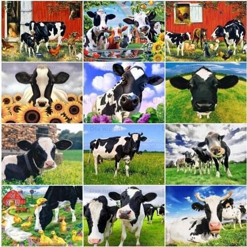 5D Full Drill Diamond Painting Cows Animal Diamond Embroidery Milk Cow Cross Stitch Mosaic Kits Wall Art Gift Home Decor