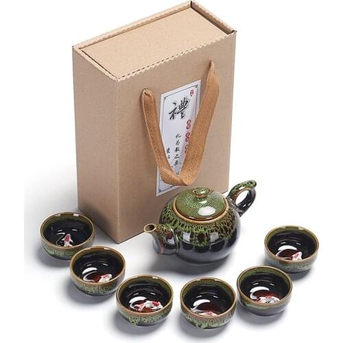 Chinese Ceramic Teapot 1 Set Kettle Tea Cup for Puer Chinese Tea Pot Portable Kung Fu Tea Set Drinkware Tea Cup & Saucer Sets