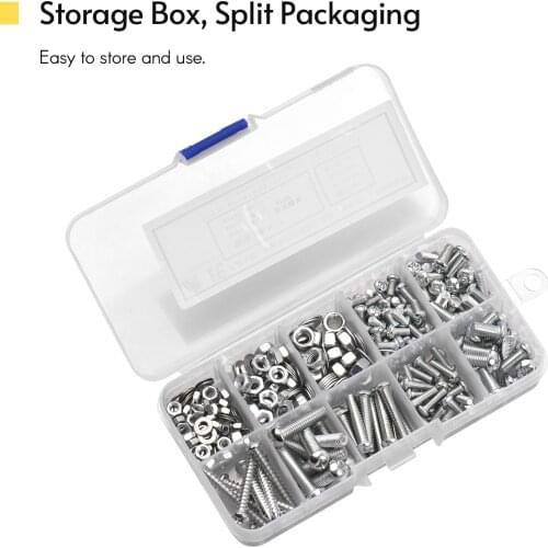 970PCS Hardware Fastener Screws Assortment Kit Self Tapping Screws Nuts Blots Washers for Wood Car DIY