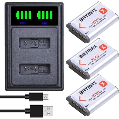 Batmax NP-BX1 NPBX1 Camera battery+LED Dual USB Charger For Sony DSC-RX100 DSC-WX500 IV HX300 WX300 HDR-AS15 X3000R MV1 AS30V