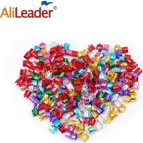 Alileader Dreadlocks Beads Hair Braid Cuffs Hair Jewelry For Braids Metal Hair Accessories For Braids Purple Gold Bule Red Green