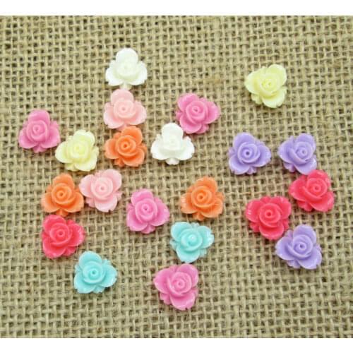 100Pcs Mixed Resin Flower Decoration Crafts Flatback Cabochon Scrapbooking Fit Hair Clips Embellishments Beads Diy