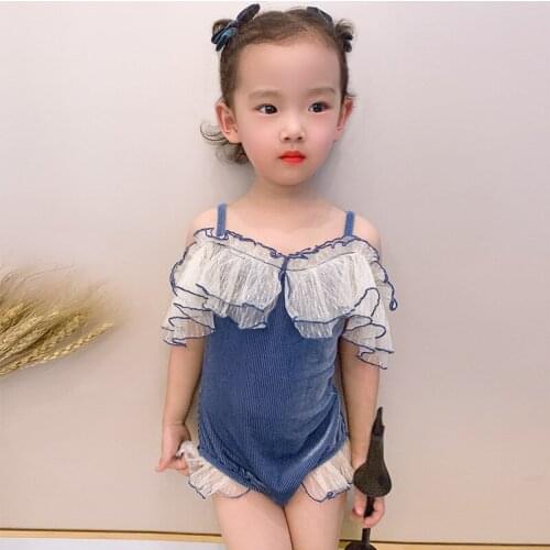 Children / Adult Velvet Lace One-piece Swimsuit Girl INS Triangle Swimwear Spa Seaside Holiday parent-child bathing suit women