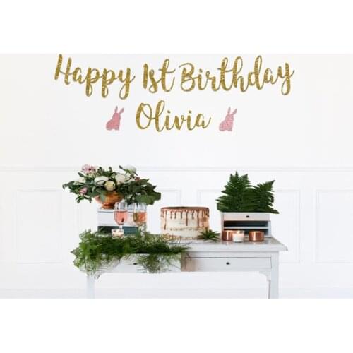 Personalised Happy 1st birthday banner, custom banner, first birthday banner, birthday decoration, gold happy birthday banner