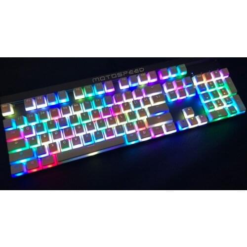 RGB 108 Keycaps ANSI Layout PBT White Pudding Double Skin Milk Shot Backlit Keycap For OEM Cherry MX gh60 poker 87 tkl 104 108