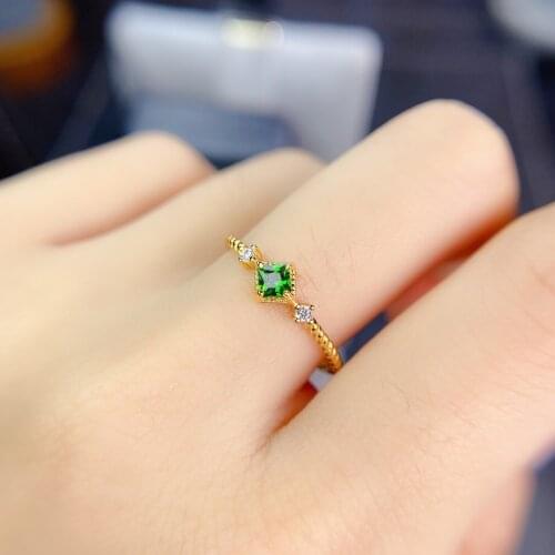 Shilovem 925 sterling silver Natural diopside Rings fine Jewelry plant women trendy wedding bands open new 3mm jcj0303586agt