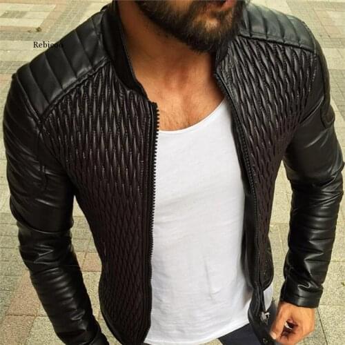 Fashion Men Leather Jacket Spring Autumn Casual Pu Coat Mens Motorcycle Leather Jacket New Male Solid Color Slim Outerwear S-3Xl