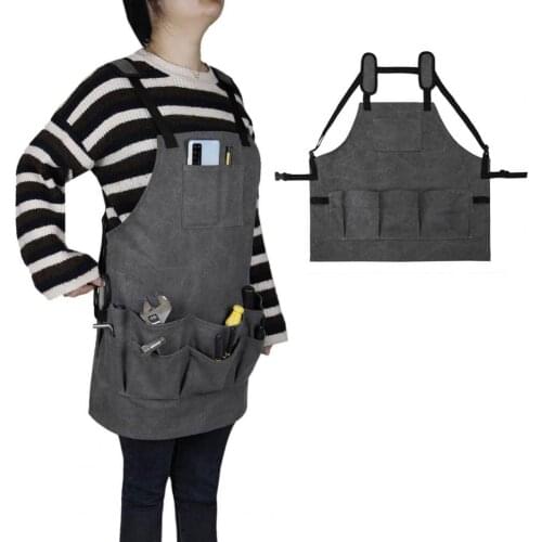 Multi-pocket Anti-dirty Canvas Tool Apron Outdoor Barbecue Bib for Woodworking apron kitchen for Coffee restaurant