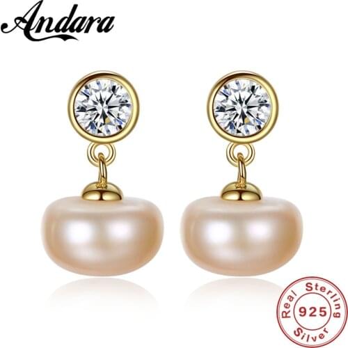 Fashion Woman Earrings 2018 Real 925 Sterling Silver Crystal Pearl Stud Earrings Fine Jewelry For Party