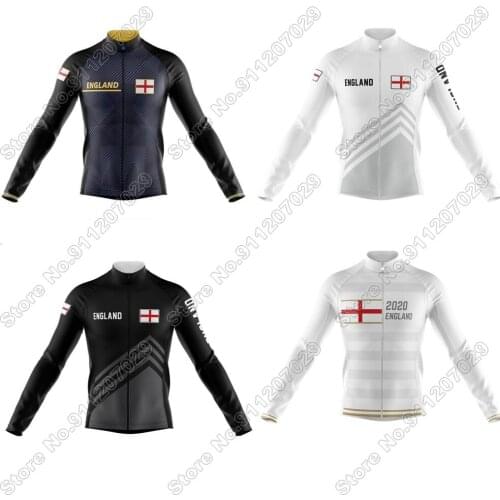 Men England 2021 Cycling Jersey UK Long Sleeve Cycling Clothing Race Road Bike Shirts Bicycle Tops MTB Uniform Ropa