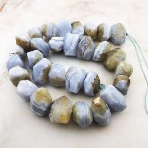 Natural Blue Chalcedony Stone Bead Top Grade Irregular Shape Faceted Stone Rondelle Nugget Freeform Loose Gem For Jewelry Making